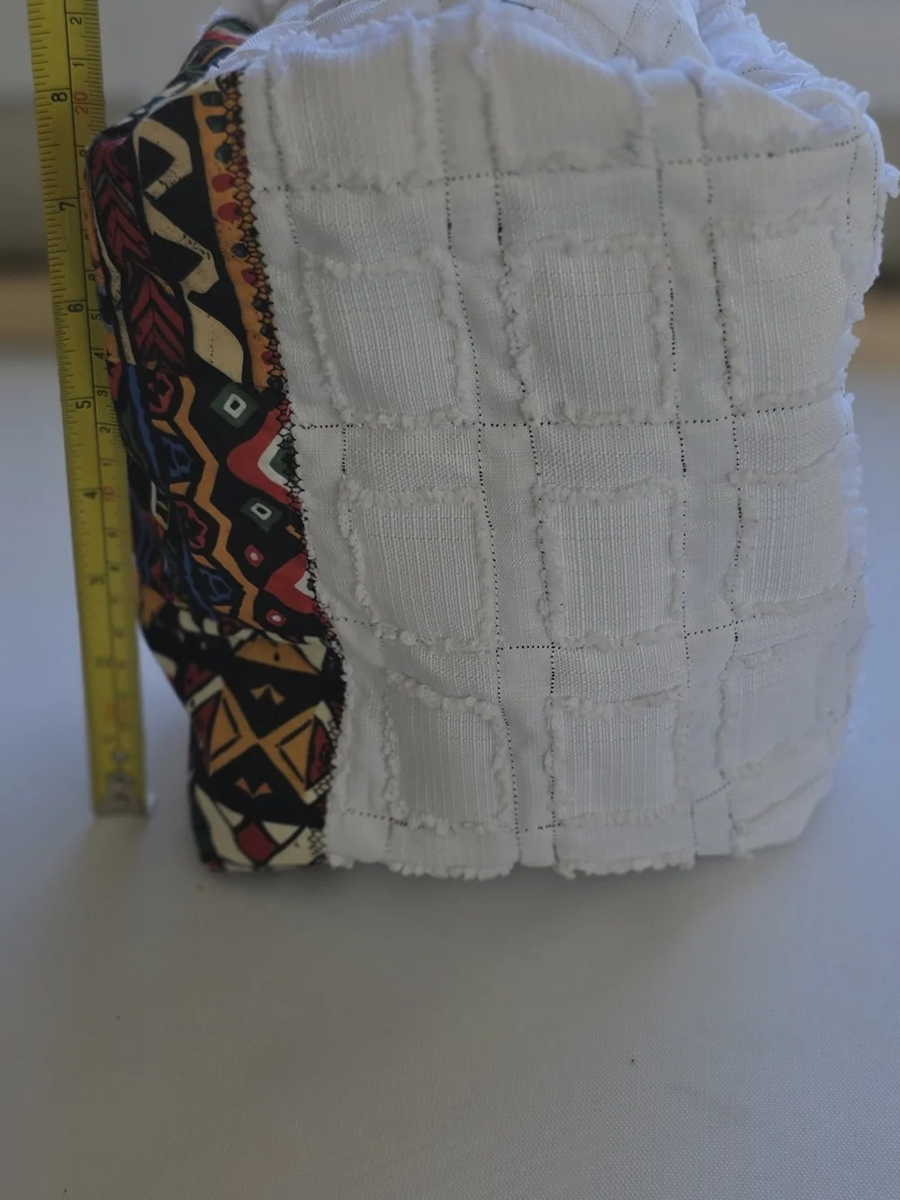 African Print White and Multicolor Spa Headwrap & Makeup Brush Holder Set